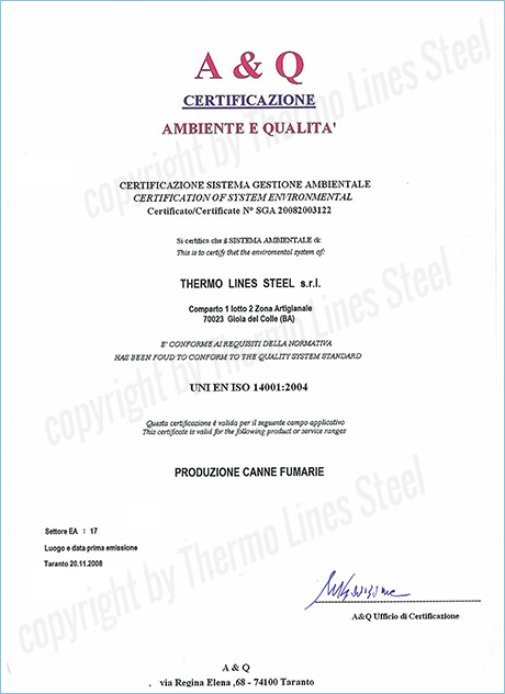 certificazione thermo lines steel & aircamini